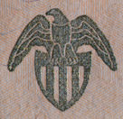 Textured ink eagle on the $20 bill.