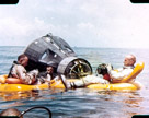 Astronauts Cooper and Conrad  practicing recovery. They flew together on Gemini V.