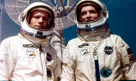 Astronauts Neil Armstrong and David Scott prior to their Gemini VIII mission.