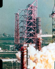 Gemini V liftoff August 21, 1965. Pad 37 gantry in the back ground. I worked in the block house of pad 37 for a short while.