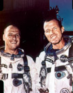 Astronauts Gordon Cooper and Pete Conrad of Gemini V. Pete Conrad would be the third man to walk on the moon.