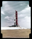 The Saturn V 500F boiler plate test vehicle at pad 39A. Note the crawler or mobile transporter in fromt of the mobile launcher.  Safety and security were not the same then a they probably are now. There is an elevator running to the top of the mobile launcher and I took it a couple of times. Just walked over, pushed the button and went to the top. Great views.  Should have taken a camera.