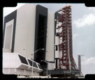 Saturn V 500F rolls out of the vertical assembly building on its way to pad 39A This was the first rollout of a full scall Saturn V.