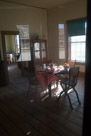 A hotel dining area. Note the childs high chair. On rollers.