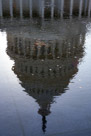 A reflection of the capitol dome in a reflecting pool.  I mean it is a reflecting pool people.