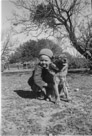 Aged 4 years, 7 months, 2 days.
December 21, 1946.
Dog is Suppie. On the Johnson Place looking back between the house and garage.