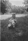 Aged 5 years, 1 month, 14 days.
July 4, 1947.
With cousin Wanda Kirby aged 5 month 10 days.  Location is probably around 5 mile crossing.