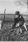 Aged 13 years, 7 months.
December 19, 1955.
With Tillie's second pair of twin lambs. Both pair were born on December 17, two years apart.