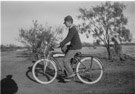 Aged 14 years, 6 months, 2 days.
November 21, 1956.
On bicycle after coming home from school. I actually just went to the end of the street to catch the bus. The bike was never stolen. I met the bus there with the Sides kids and a couple of others.