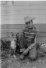 Aged 16 years, 2 months, 3 days.
July 22, 1958.
Sorry, I do not know the name of the dog. That does look like a fine dog though.