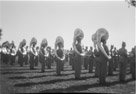 Texas A&M marching band. Here on the practice field south of the dormitory. 
October 15, 1960