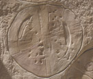 Another shield with both zoomorph and geometric design. No fringe in noted. Are the zoomorphs mountain lions?