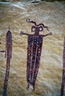 And another view of the main 'Skeleton Shaman' figure. There appear to be traces of white in the eyes and in the circle in front of the snake. And that circle,  there is a gap in it and I think it may be original and intentional. If true what is the significance?
