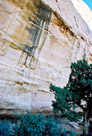 Perspective.  The cliff face with the 'Skeleton Shaman'. The figure is maybe 10 feet off the current ground level.