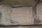 Close up of the sawtooth. Note the start of tapered figures below as well. Note the possible head on the sawtooth silhouette. It may represent a snake in this case.