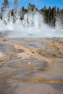 This is Silex Spring. The down wind trees are covered with rime ice from the steam.