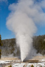 A good view of the intensity with which Beehive geyser erupts. With its intact cone it gives the cleanest view of the water ejection of any geyser. It is just like a fire hose. Its eruptions are over a hundred feet high.